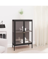 Buffet Noir 75x35x105 cm Acier et verre | Mobilier & Déco