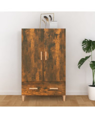 Buffet haut Chêne fumé 70x31x115 cm Bois d'ingénierie | Mobilier & Déco