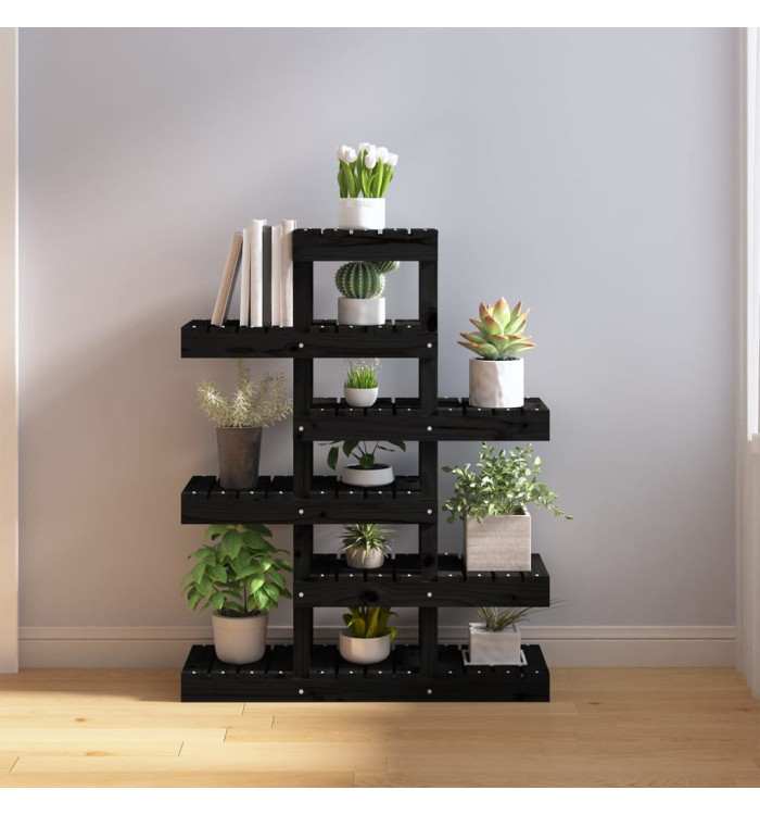 Support à plantes Noir 85x25x109,5 cm Bois massif de pin | Mobilier & Déco