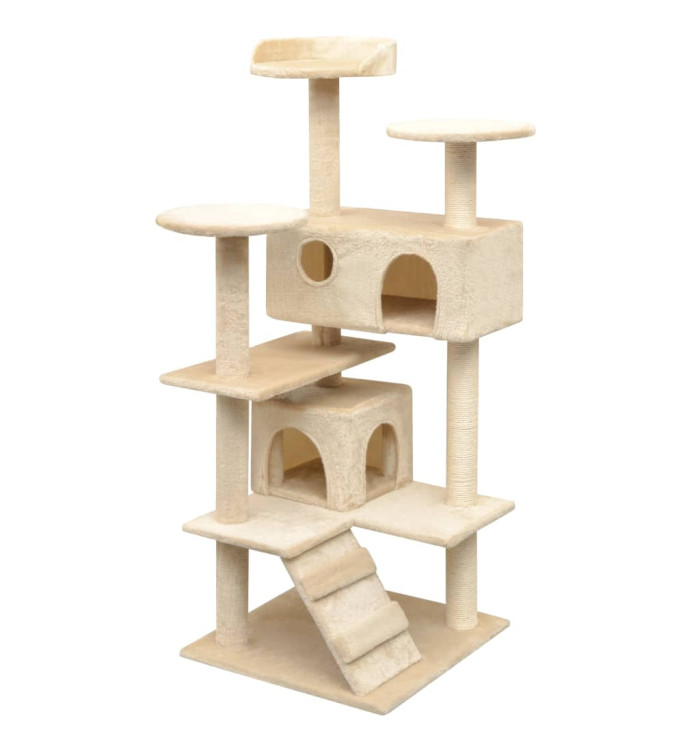 Arbre à chat avec griffoirs en sisal 125 cm Beige | Mobilier & Déco