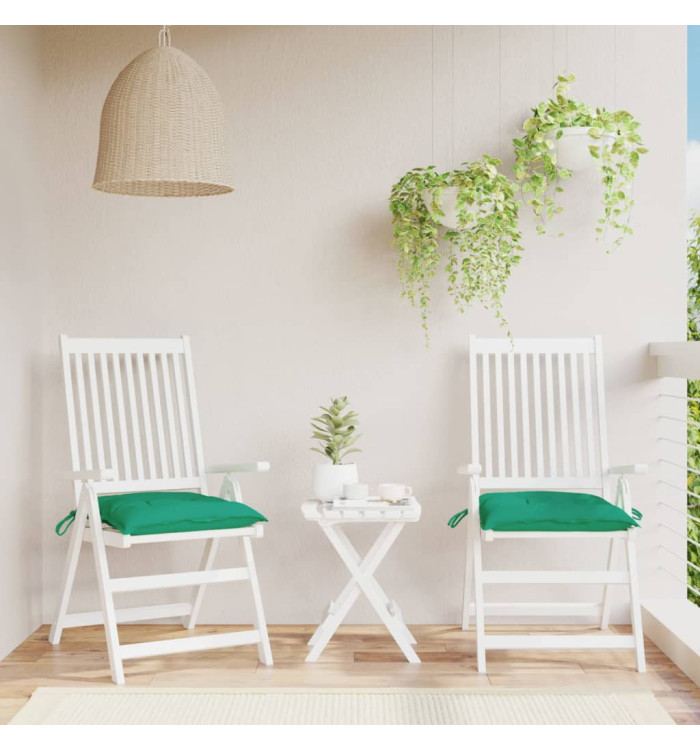 Coussins de chaise lot de 2 vert 40x40x7 cm tissu oxford | Mobilier & Déco