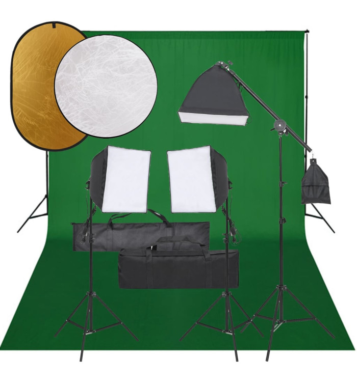 Kit de studio photo avec éclairage toile de fond et réflecteur | Mobilier & Déco