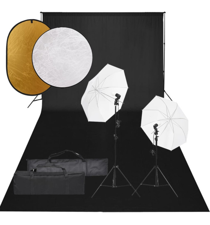 Kit de studio photo avec éclairage toile de fond et réflecteur | Mobilier & Déco