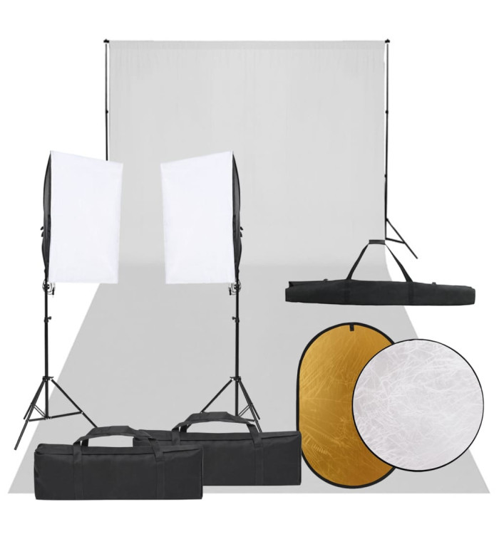 Kit de studio photo avec éclairage toile de fond et réflecteur | Mobilier & Déco