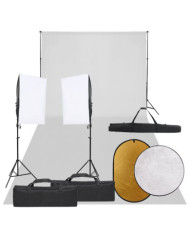 Kit de studio photo avec éclairage toile de fond et réflecteur | Mobilier & Déco