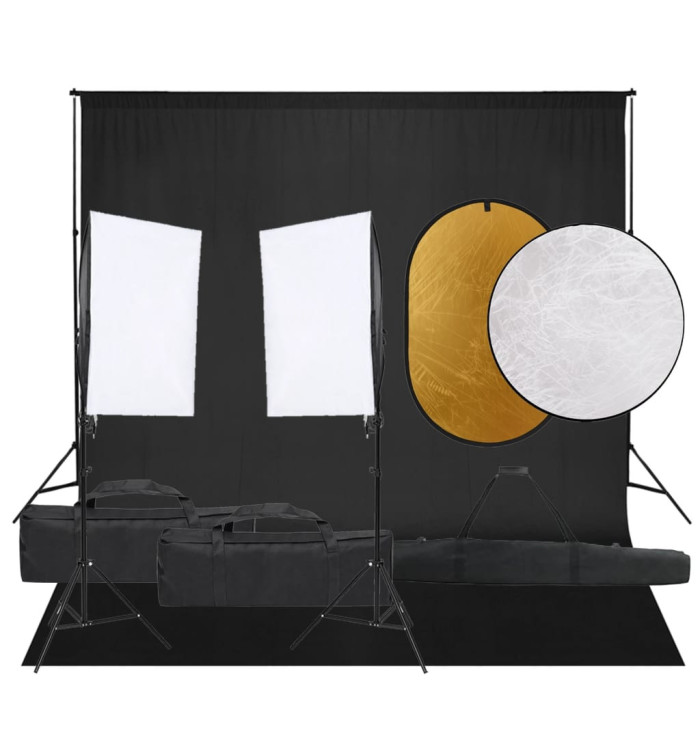 Kit de studio photo avec éclairage toile de fond et réflecteur | Mobilier & Déco