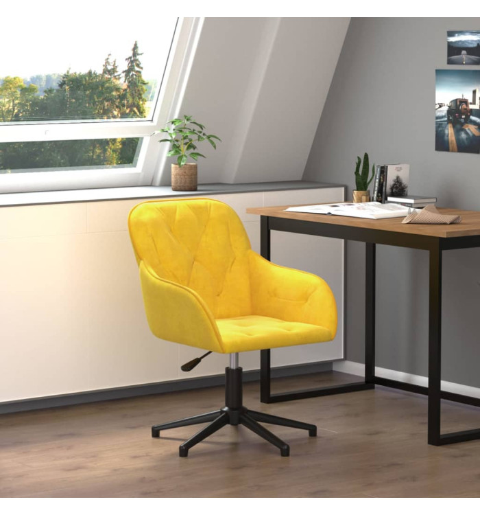 Chaise pivotante de bureau Jaune Velours | Mobilier & Déco