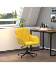 Chaise pivotante de bureau Jaune Velours | Mobilier & Déco