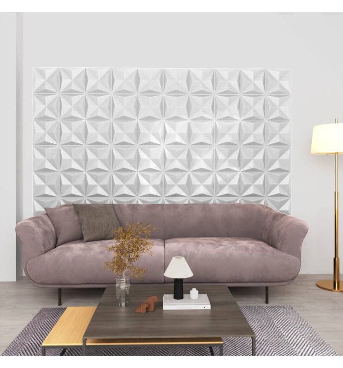 Panneaux muraux 3D 24 pcs 50x50 cm blanc origami 6 m² | Mobilier & Déco