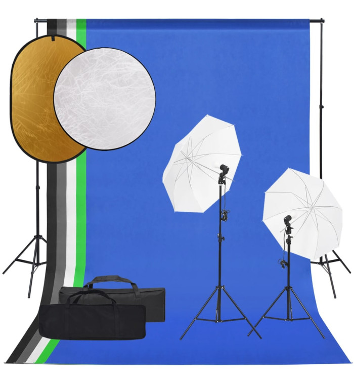 Kit de studio photo avec éclairage toile de fond et réflecteur | Mobilier & Déco