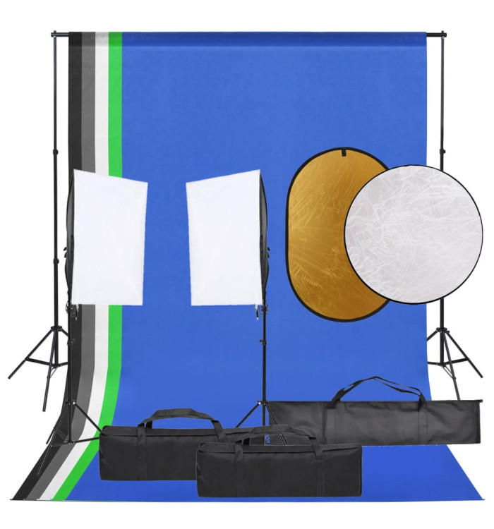 Kit de studio photo avec éclairage toile de fond et réflecteur | Mobilier & Déco