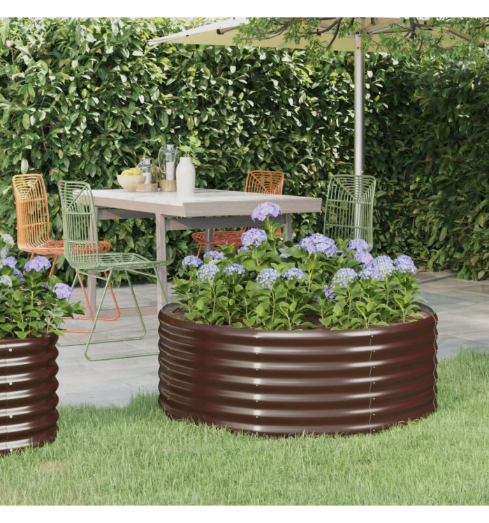 Lit surélevé de jardin Acier enduit de poudre marron | Mobilier & Déco