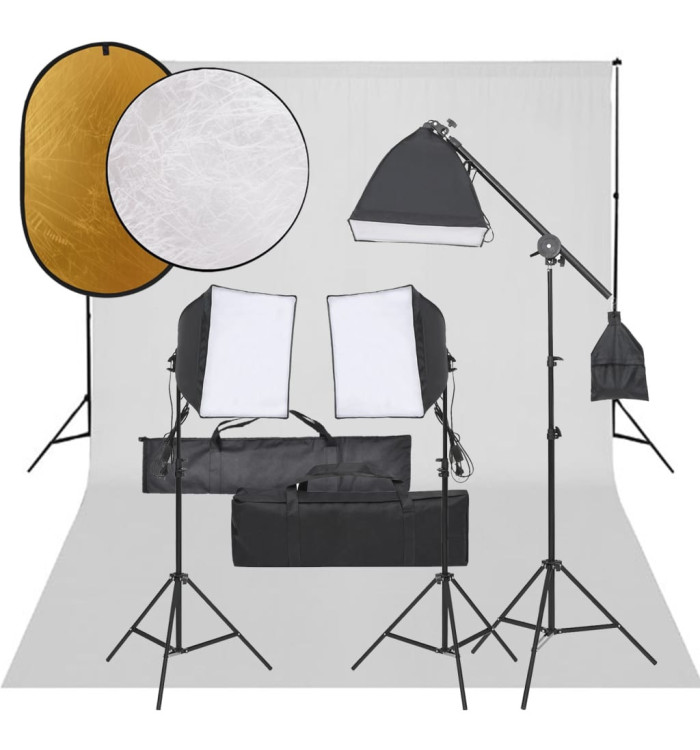 Kit de studio photo avec éclairage toile de fond et réflecteur | Mobilier & Déco