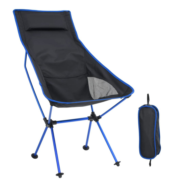 Chaise de camping pliable PVC et aluminium Noir | Mobilier & Déco