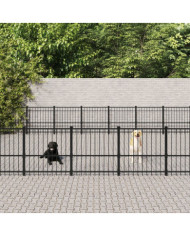 Chenil d'extérieur pour chiens Acier 52,69 m² | Mobilier & Déco