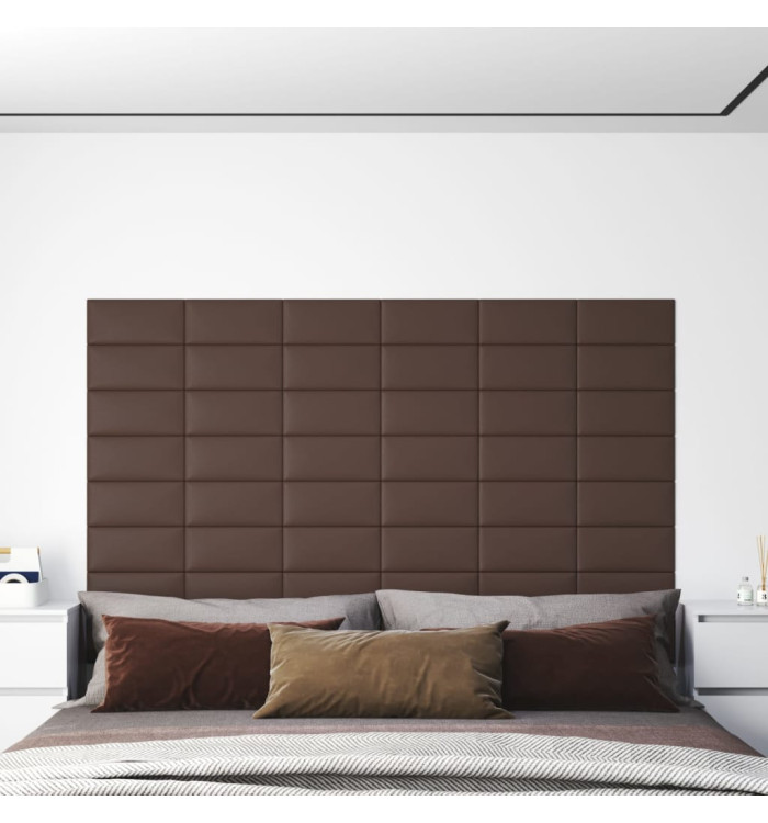 Panneaux muraux 12 pcs Marron 30x15 cm Similicuir 0,54 m² | Mobilier & Déco