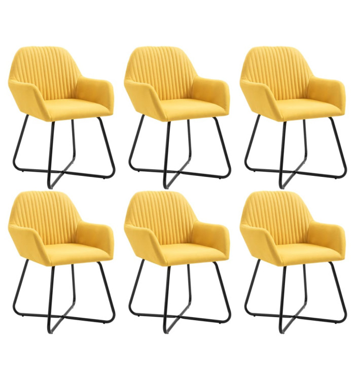Chaises à manger lot de 6 jaune tissu | Mobilier & Déco