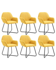 Chaises à manger lot de 6 jaune tissu | Mobilier & Déco