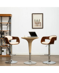 Chaises de bar lot de 2 crème bois courbé et similicuir | Mobilier & Déco