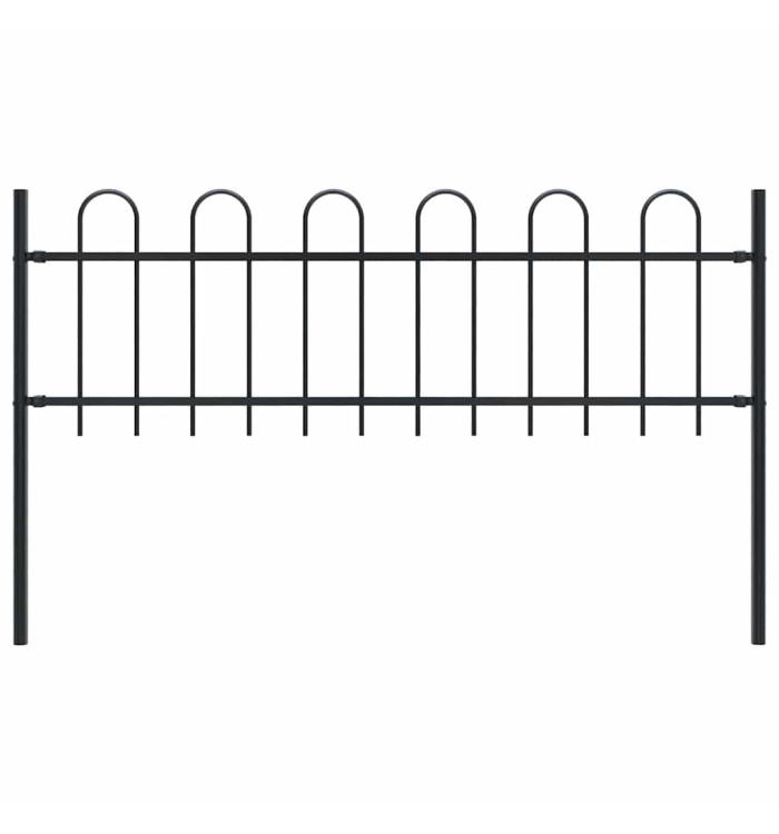 Clôture de jardin avec dessus en cerceau Acier 1,8 m Noir | Mobilier & Déco