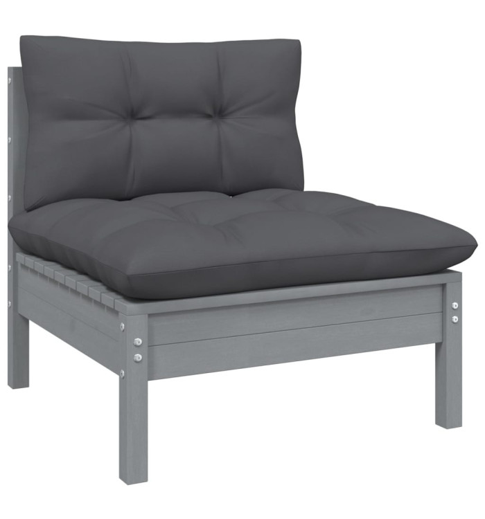 Canapé central de jardin avec coussins anthracite Gris Pin | Mobilier & Déco
