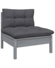 Canapé central de jardin avec coussins anthracite Gris Pin | Mobilier & Déco