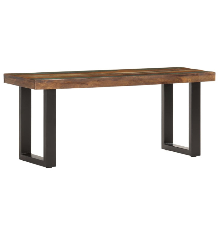 Banc 110 cm Bois de récupération solide et acier | Mobilier & Déco