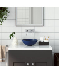 Lavabo de salle de bain Céramique Bleu foncé Rond | Mobilier & Déco