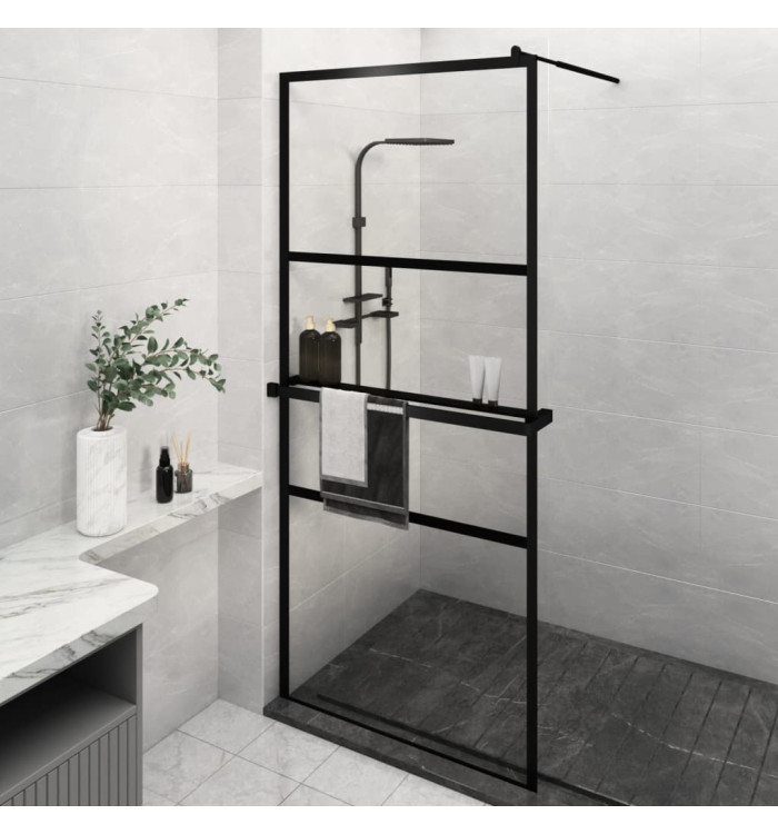 Paroi de douche avec étagère Noir 100x195cm Verre ESGetAluminium | Mobilier & Déco