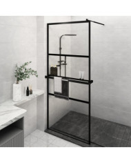 Paroi de douche avec étagère Noir 100x195cm Verre ESGetAluminium | Mobilier & Déco