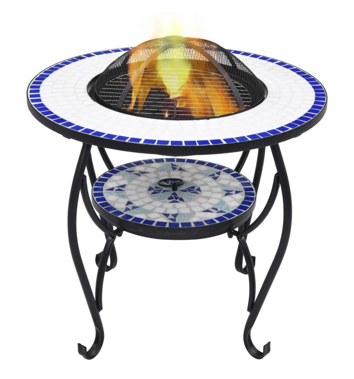 Table de foyer mosaïque Bleu et blanc 68 cm Céramique | Mobilier & Déco