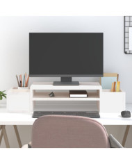 Support de moniteur Blanc 70x27,5x15 cm Bois de pin solide | Mobilier & Déco