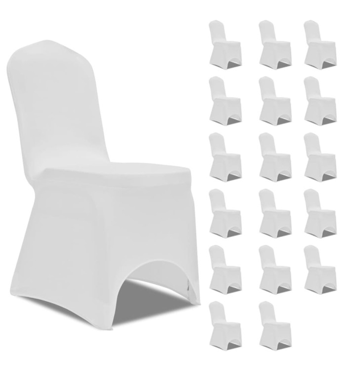 Housses élastiques de chaise Blanc 18 pcs | Mobilier & Déco