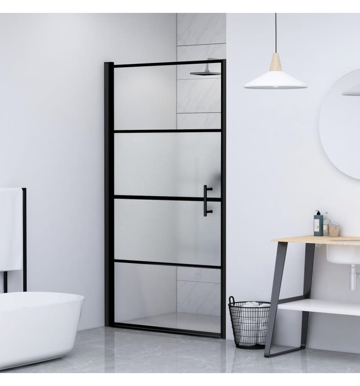 Porte de douche 81x195 cm Verre trempé demi-dépoli Noir | Mobilier & Déco