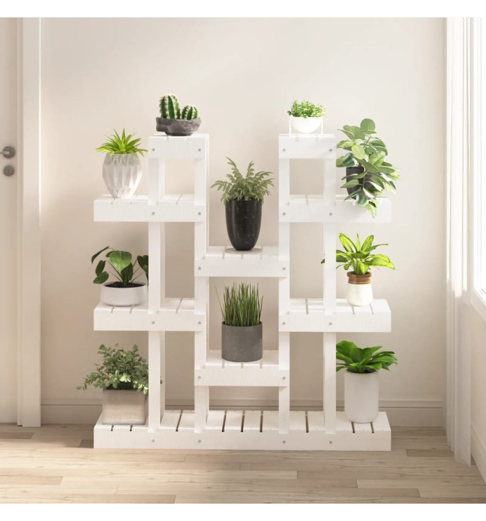 Support à plantes Blanc 104,5x25x109,5 cm Bois massif de pin | Mobilier & Déco