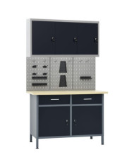 Établi avec 3 panneaux muraux et 1 armoire | Mobilier & Déco
