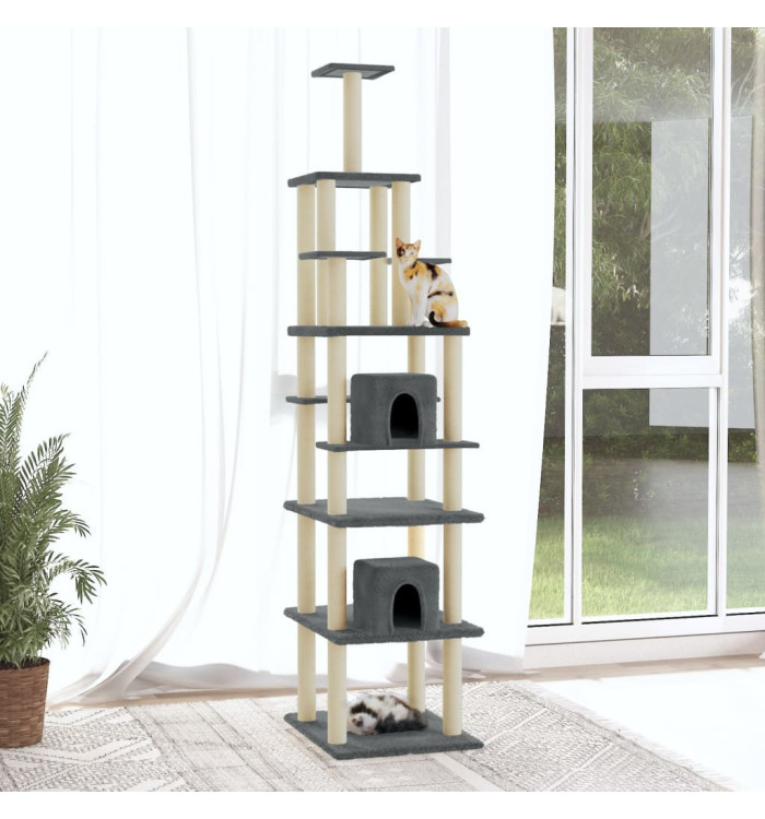 Arbre à chat avec griffoirs en sisal Gris foncé 216 cm | Mobilier & Déco