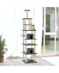 Arbre à chat avec griffoirs en sisal Gris foncé 216 cm | Mobilier & Déco