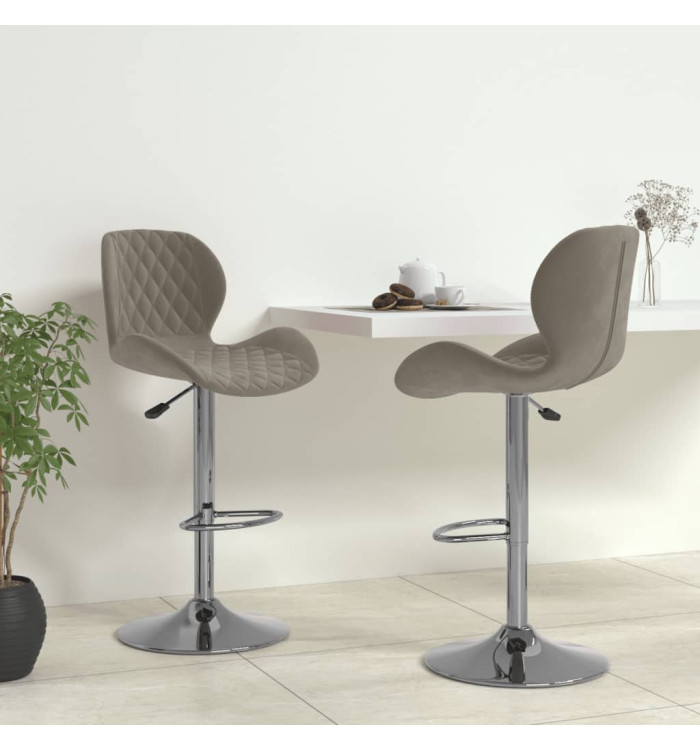 Tabourets de bar lot de 2 gris clair velours | Mobilier & Déco