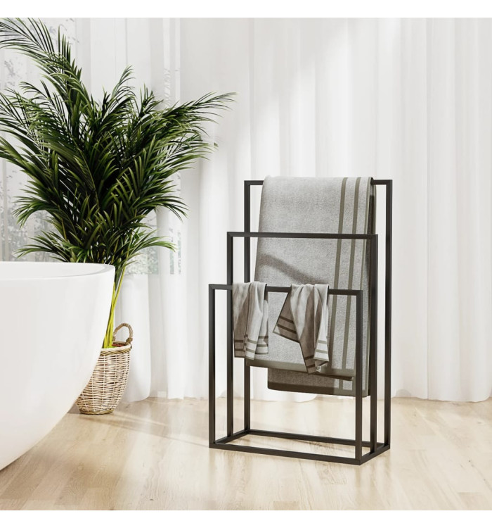 Porte-serviettes sur pied Noir 48x24x79 cm Fer | Mobilier & Déco