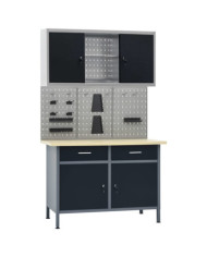 Établi avec 3 panneaux muraux et 1 armoire | Mobilier & Déco