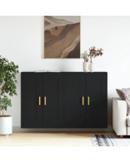 Armoires murales 2 pcs noir bois d'ingénierie | Mobilier & Déco