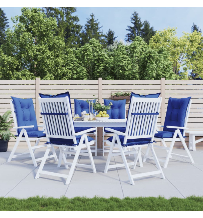 Coussins de chaise de jardin à dossier haut lot de 6 bleu royal | Mobilier & Déco