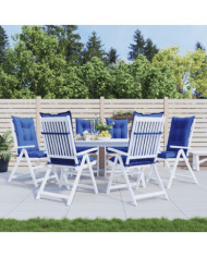 Coussins de chaise de jardin à dossier haut lot de 6 bleu royal | Mobilier & Déco