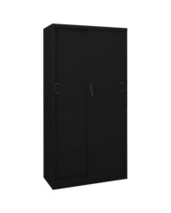 Armoire de bureau avec porte coulissante Noir 90x40x180cm Acier | Mobilier & Déco