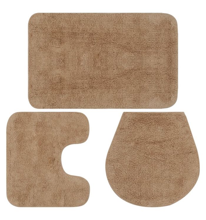 Jeu de tapis de salle de bain 3 pcs Tissu Beige | Mobilier & Déco