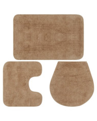 Jeu de tapis de salle de bain 3 pcs Tissu Beige | Mobilier & Déco