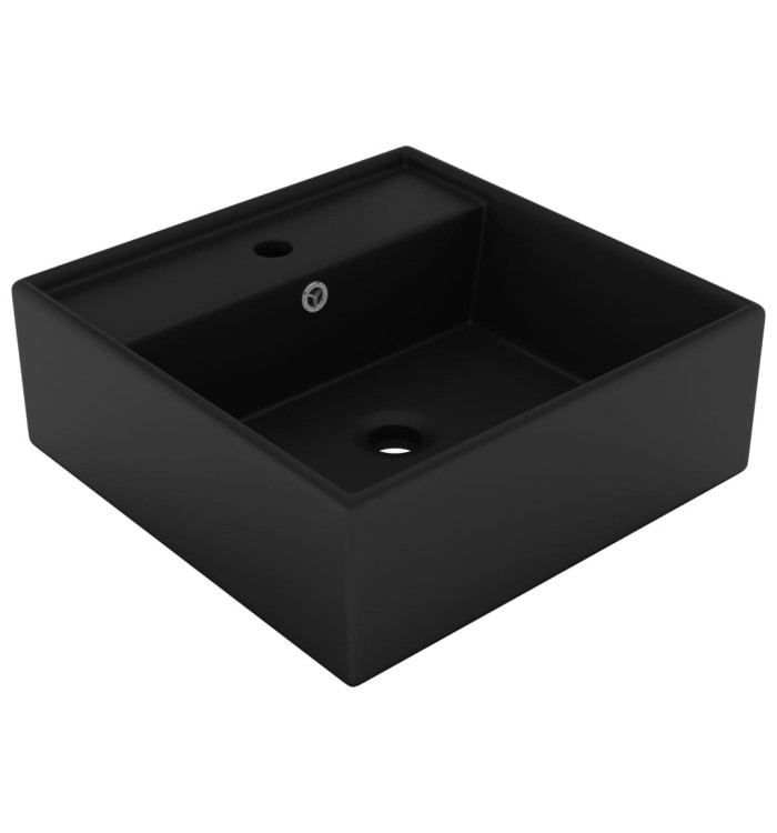 Lavabo carré de luxe à trop-plein Noir mat 41x41 cm Céramique | Mobilier & Déco