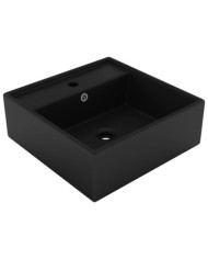 Lavabo carré de luxe à trop-plein Noir mat 41x41 cm Céramique | Mobilier & Déco