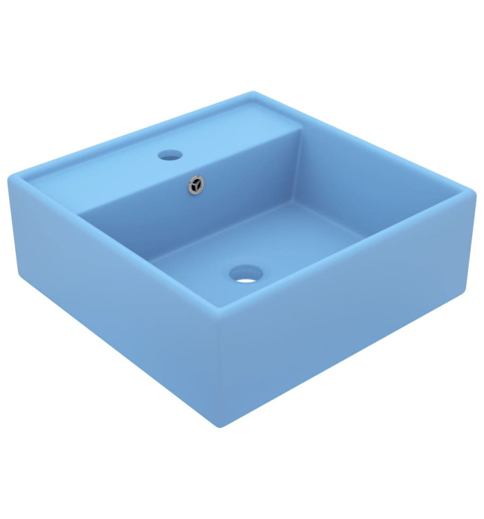Lavabo carré à trop-plein Bleu clair mat 41x41 cm Céramique | Mobilier & Déco